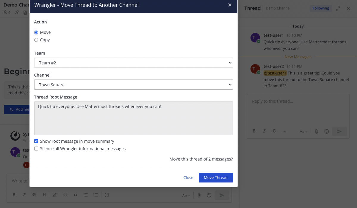 Moving Thread Options Move Thread Options