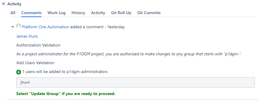 Pending group comments