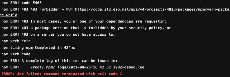 403 Errors in the terminal 403 Error